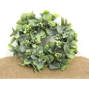 Věnec Zelený ozdobný věnec BIELONY 22 cm