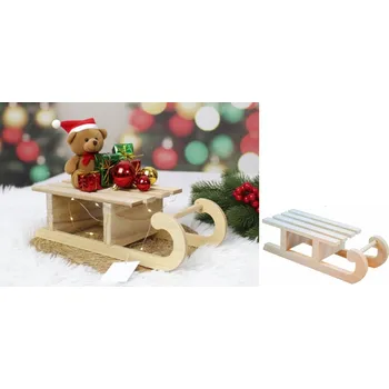 Vánoční dekorace Vánoční dekorace SANIE dřevěné přírodní 33x14x9,5 cm