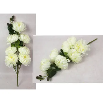 umělá květina Kytice CHRYSANTHEMUM výška 70 cm, 8 ramen (7 květů 14x5 cm) BÍLÁ