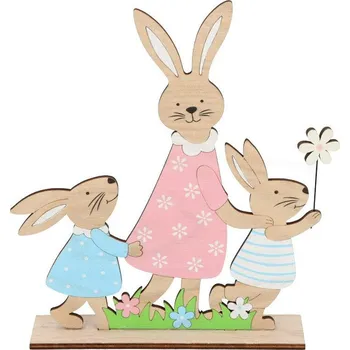 Velikonoční dekorace Velikonoční dekorace, dřevěná RODINA ZAJÍČKŮ 22x18x4 cm - 1 ks