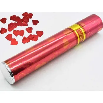 Stříkací trubice, konfety ČERVENÁ SRDÍČKA 28 cm