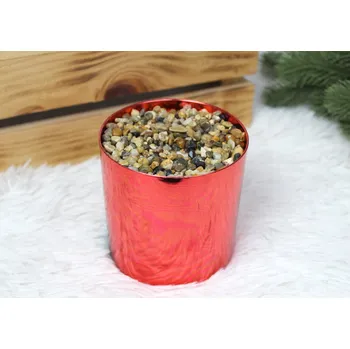 Květináč l Kryt, dekorativní květináč s kamínky a polystyrenem ČERVENÝ plast 10x10 cm