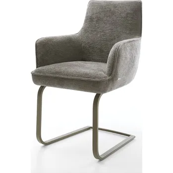 Jídelní židle DELIFE Jídelní židle Heira-Flex s područkami bouclé měkký tmavě béžová konzolová podnož plochý titanová barva taštičkové pružiny