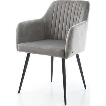 Jídelní židle DELIFE Jídelní židle Greg-Flex samet šedá 4-nohá zúžená černá