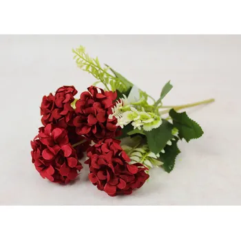 umělá květina Kytice, malá kytice CHRYSANTHEMUM výška 30 cm, 5 stonků (5 květů 5x3 cm) BORDÓ