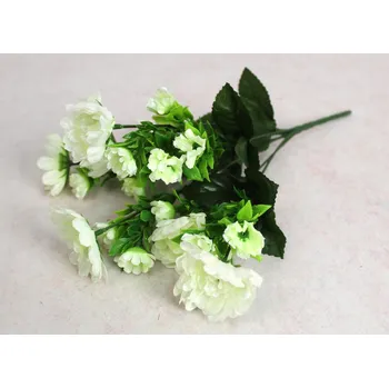 umělá květina Kytice CHRYZANTEMA drobná výška 35 cm, 7 stonků (21 květů 6-3 cm) BÍLÁ