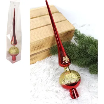 Vánoční dekorace Plastová špička na vánoční stromeček 33 cm ČERVENÁ