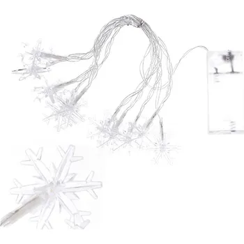 Vánoční dekorace Světelný řetěz Vločka 1,5m, 10 LED, teplé bílé světlo