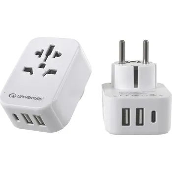 Vybavení pro přežití Lifeventure World to Europe Travel Adaptor with USB (& USB C)