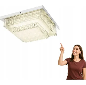 Stropní Svítidlo čtvercový Globo 28 x 28 cm bezbarvý, stříbrný