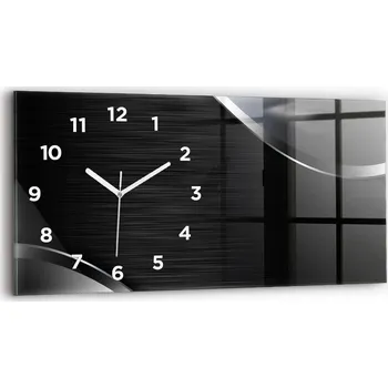 Hodiny Moderní skleněné nástěnné hodiny s potiskem 60x30 cm Černo-stříbrné linie