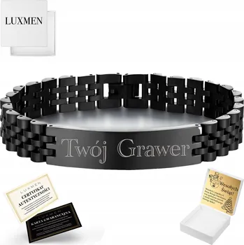 Náramek PÁNSKÝ NÁRAMEK S GRAVÍROVÁNÍM ČERNÝ DÁREK NASTAVITELNÝ