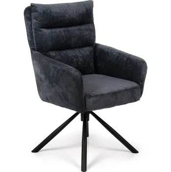 Jídelní židle Otočná jídelní židle UTRELA, tmavě šedá látka/kov + vyzvednutí ZDARMA