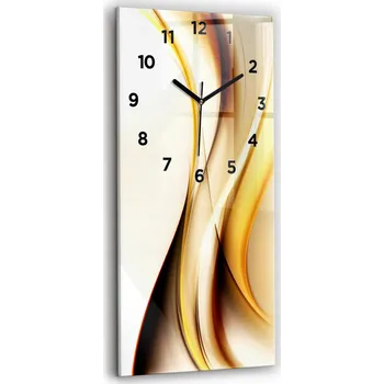 Hodiny Vertikální skleněné nástěnné hodiny do obýváku s grafikou Abstrakce vlna 30x60 cm