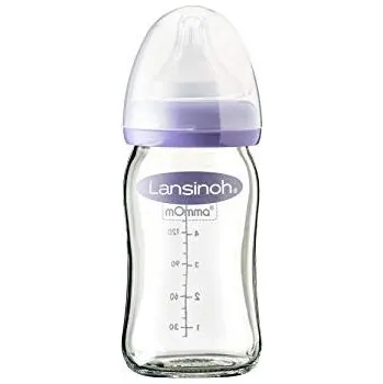 Lansinoh Kojenecká láhev skleněná 160 ml se savičkou NaturalWave