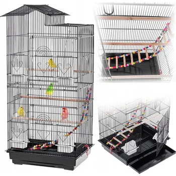 Klec pro papoušky, exotické ptactvo, voliéra velká kovová pro kanárky a andulky