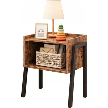 Noční stolek NOČNÍ STOLEK LOFT RUSTIKÁLNÍ STŮL INDUSTRIÁLNÍ DŘEVĚNÁ POLICE 43,5 CM