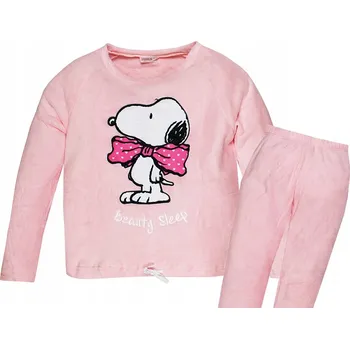 Dámské noční prádlo SNOOPY PEANUTS DÁMSKÉ PYŽAMO S DLOUHÝM RUKÁVEM TEPLÉ JAKO TEPLÁKOVKA S