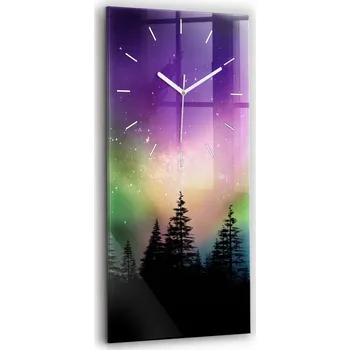 Hodiny Velké Skleněné Hodiny Design Nástěnné Tiché Ručičky Obývací Pokoj Polární Záře 30x60