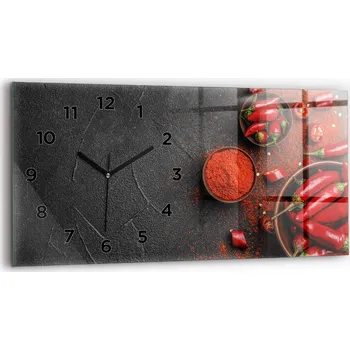 Hodiny Dekorativní nástěnné hodiny s krásnou grafikou úrovně 60 x 30 cm Červené papričky