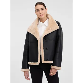 Dámská casual bunda Černá dámská koženková bunda s kožešinou Orsay černá | bílá | krémová 3500216