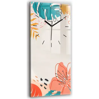 Hodiny Velké Tvrzené Skleněné Nástěnné Hodiny Tichý chod Havajské rostliny