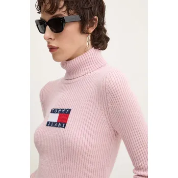 Dámská móda Svetr z vlněné směsi Tommy Jeans DW0DW18678 růžová 30X, vel. L