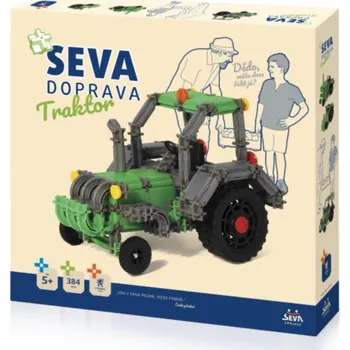 Stavebnice Seva Stavebnice SEVA DOPRAVA Traktor plast 384 dílků v krabici 35x33x5cm 5+