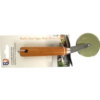 Kuchyňský nůž Rádlo na těsto, pizzu, otočný nůž s dřevěnou rukojetí 20x6 cm na blistru