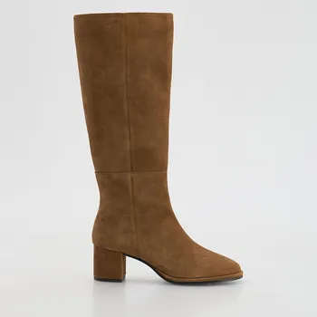 Dámské kozačky Reserved - Semišové kozačky na podpatku - hnědá - 780FE-88X - 780FE-88X-36