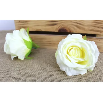 umělá květina Květinová hlava RŮŽE 11x9 cm SMETANOVÁ