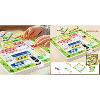 Hlavolam Logická hra VOZIDLA parkoviště, bludiště 16 x 16 x 1,3 cm