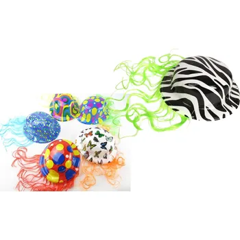 Pokrývka hlavy Plastový klobouk neon+vlasy