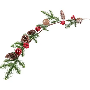 Vánoční dekorace Dekorativní vánoční větvička s šiškami a ozdobami 145 cm - 1 ks