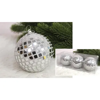 Vánoční dekorace Disco koule 8 cm STŘÍBRNÉ sada 3 ks