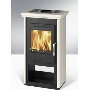 Krbová kamna THORMA Kamna krbová BORGHOLM černé/smalt.bočnice bílé/ker.římsa bílá