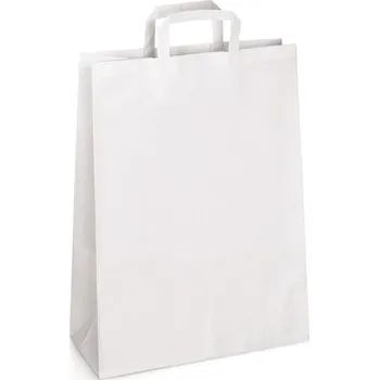 Papírová taška EKO bílá hladká 26x14x30 cm ploché ucho - 1 ks