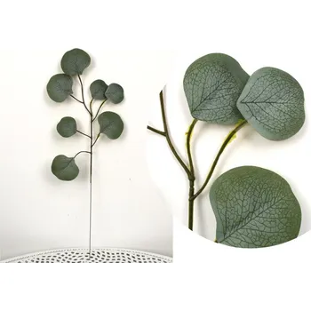 umělá květina 1-ramenný list, omšelý EUKALYPTUS, šedozelený, 47 cm
