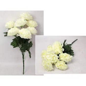 umělá květina Kytice CHRYZANTEMA výška 56 cm, 7 stonků (7 květů 10x5 cm) SMETANOVÁ