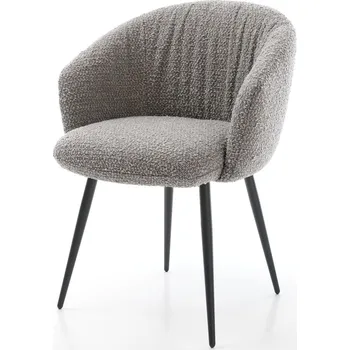 Jídelní židle DELIFE Jídelní židle Caja-Flex s područkami bouclé stříbrně šedá 4 nohy zúžené černé taštičkové pružiny
