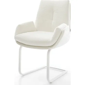 Jídelní židle DELIFE Jídelní židle Clea-Flex bouclé měkký béžová jídelní židle plochá bílá