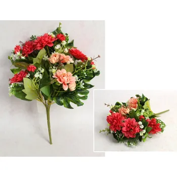 umělá květina Smíšená kytice DALIE výška 30 cm, 6 stonků (6 květů 6x2 cm) ČERVENÁ