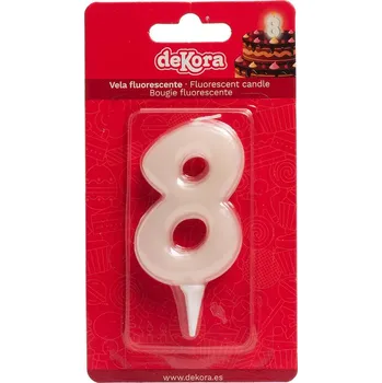 Svíčka na dort číslo 8 svítící ve tmě 6cm - Dekora | Cukrářské potřeby