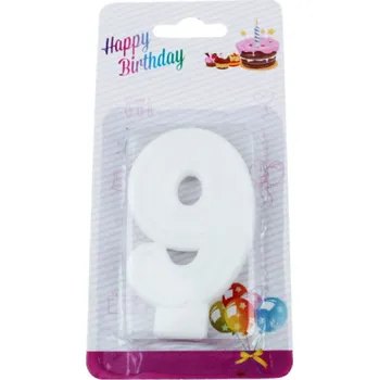 b Svíčka na dort „číslice“ 9 bílá