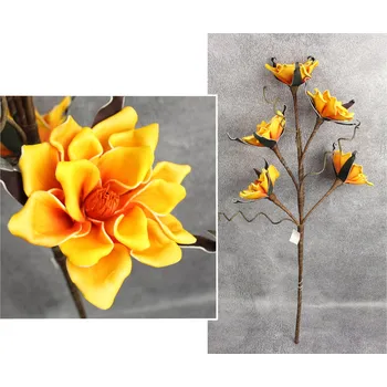 umělá květina Pěnový květ MAGNÓLIE výška 96 cm (5 květů 14x9 cm) ORANŽOVÁ