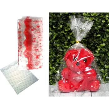 Potravinová fólie Fólie, dekorativní sáčky TRANSPARENTNÍ v mixu srdíček a hvězdiček 25x18 cm, sada 100 ks