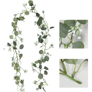 Girlanda EUKALIPTUS s drobnými bílými kvítky délka 160 cm