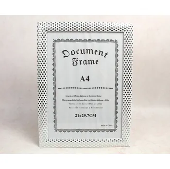 Rám na obraz Rámeček na fotografie BÍLÝ stříbrné čtverečky A4