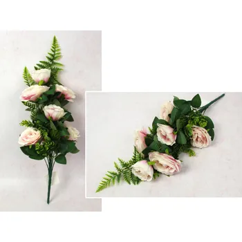 umělá květina Kytice RŮŽE výška 50 cm, 9 stonků (6 květů 7x4 cm) RŮŽOVÁ