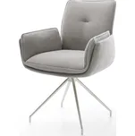 DELIFE Jídelní židle Nela-Flex látka Měkký šedá křížová podnož zúžená nerezová ocel